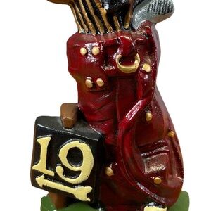 Cast Iron 19th Hole Golf Club Bag Door Stop Bookend Vintage clubs ball bag 3.7lb